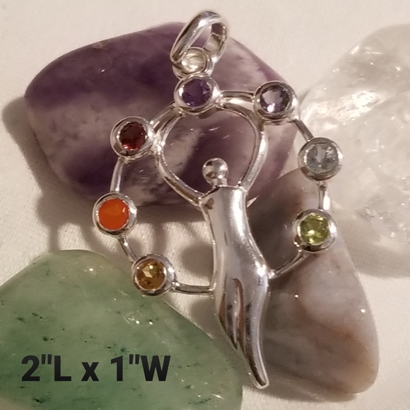🌻BOGO New Chakra Multi Gemstone Silver Pendant - Picture 4 of 4